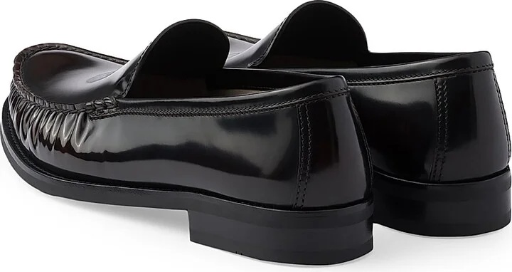 Men's Brushed Leather Loafers - Black - Size 6.5 - Image 8