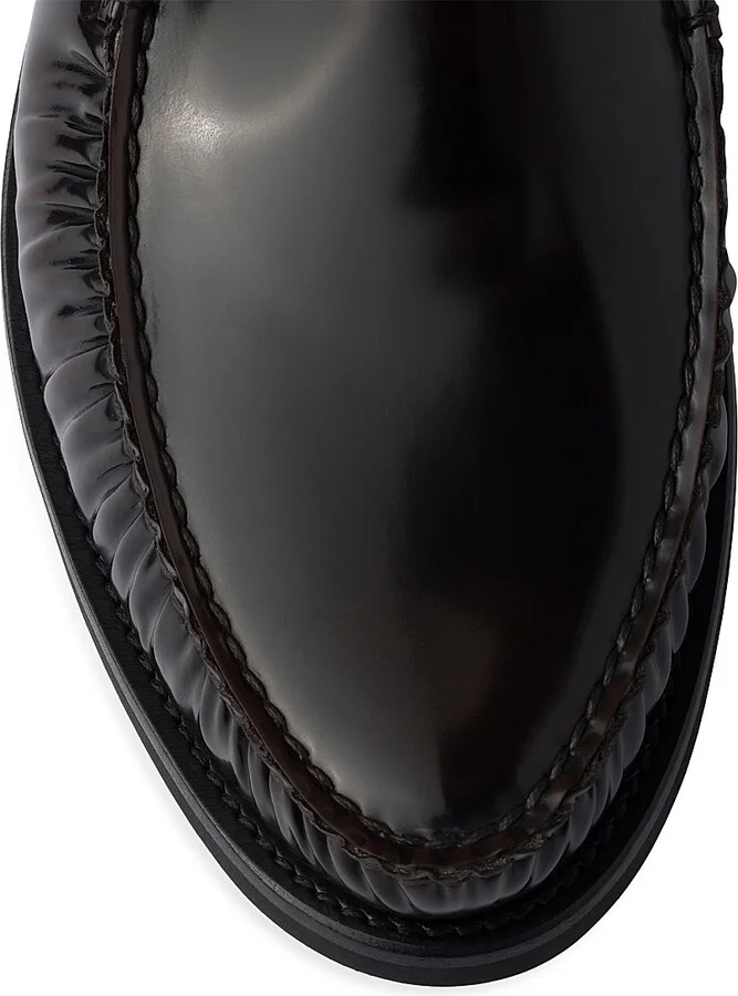 Men's Brushed Leather Loafers - Black - Size 6.5 - Image 9