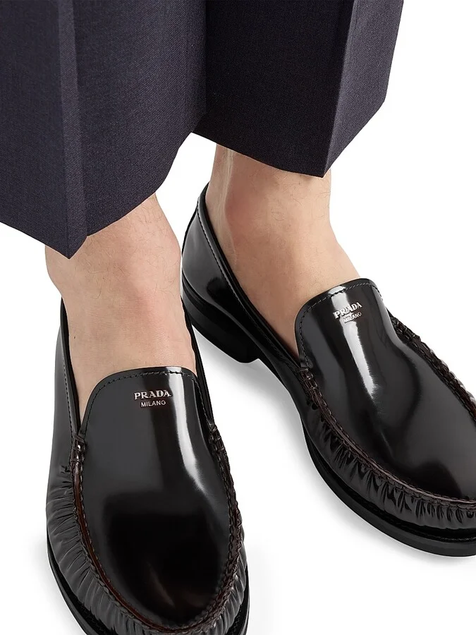 Men's Brushed Leather Loafers - Black - Size 6.5 - Image 10