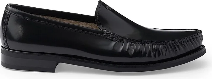 Men's Brushed Leather Loafers - Black - Size 6.5