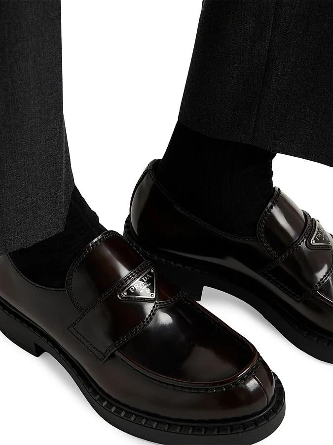 Men's Brushed Leather Loafers - Black - Size 6 - Image 7