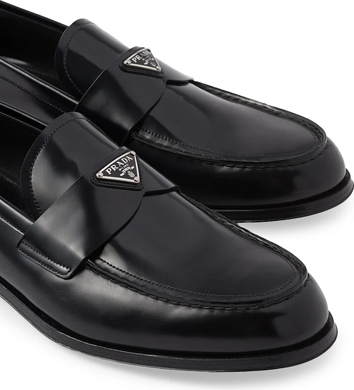 Men's Brushed Leather Loafers - Black - Size 6 - Image 4