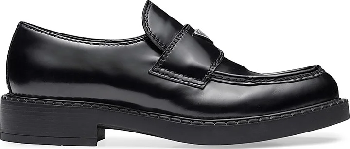 Men's Brushed Leather Loafers - Black - Size 6