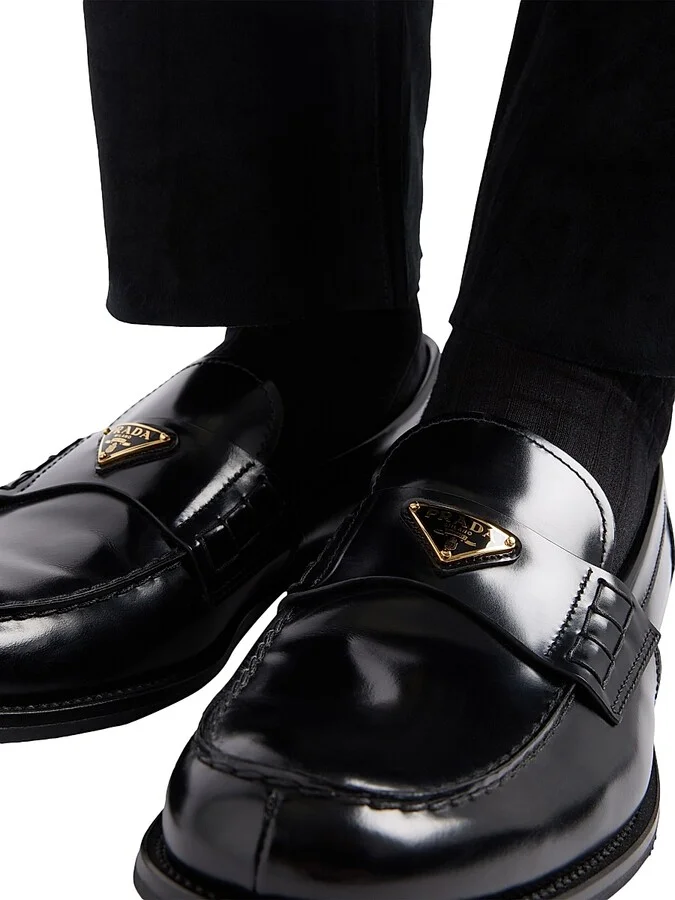 Men's Brushed Leather Loafers - Black - Size 7 - Image 2