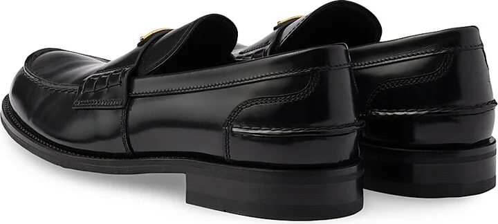 Men's Brushed Leather Loafers - Black - Size 7 - Image 4