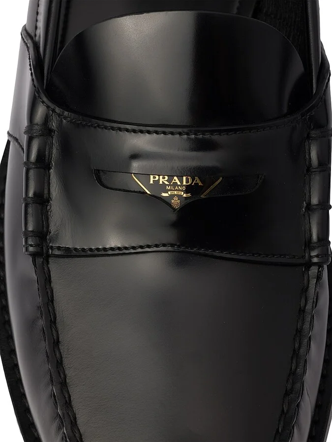 Men's Brushed Leather Loafers - Black - Size 7 - Image 4