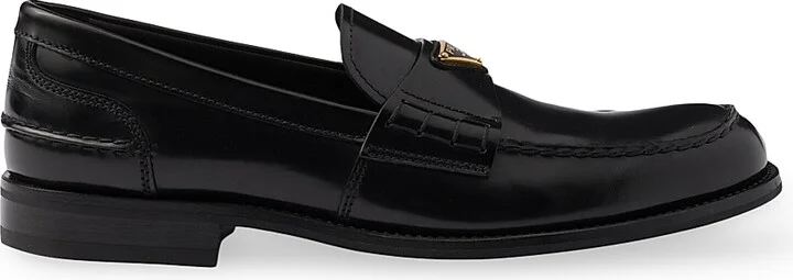 Men's Brushed Leather Loafers - Black - Size 7