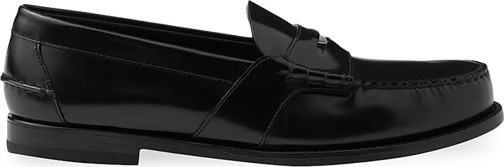Men's Brushed Leather Loafers - Black - Size 7