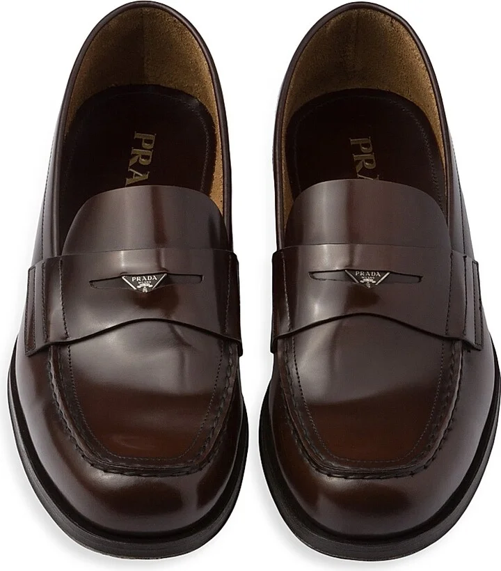 Men's Brushed Leather Loafers - Brown - Size 7 - Image 2