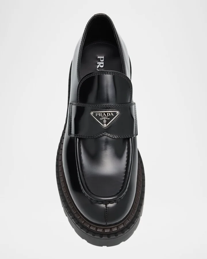 Men's Brushed Leather Lug-Sole Loafers - Image 5