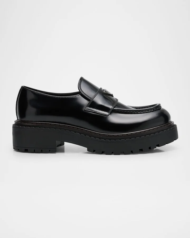 Men's Brushed Leather Lug-Sole Loafers