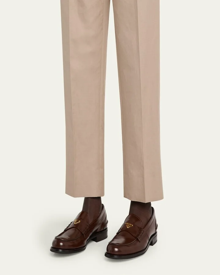 Men's Brushed Leather Split-Toe Loafers - Image 6