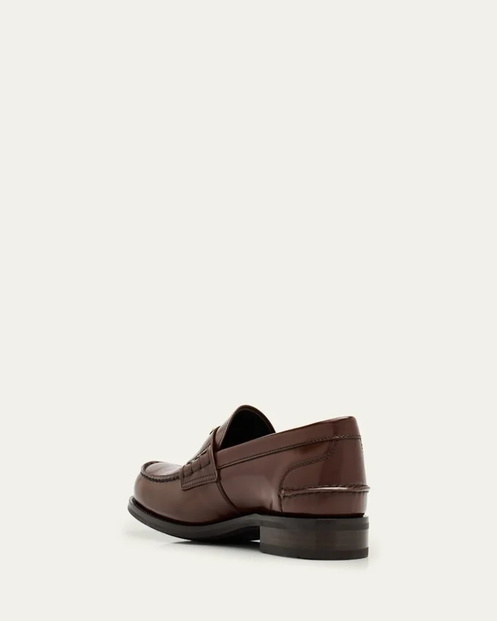Men's Brushed Leather Split-Toe Loafers - Image 8