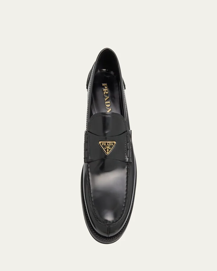 Men's Brushed Leather Split-Toe Loafers - Image 9