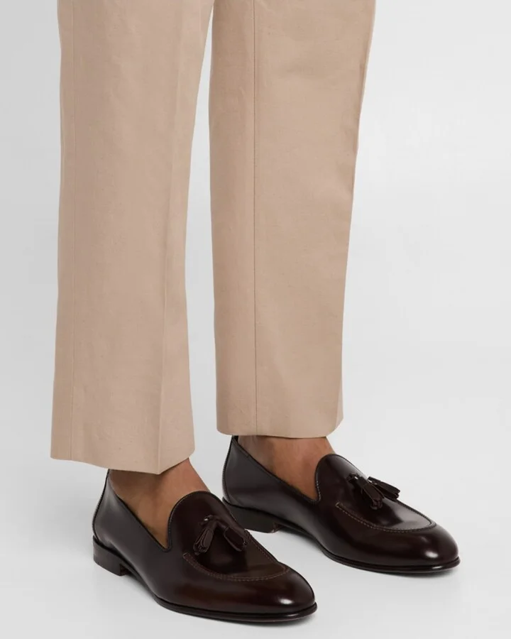 Men's Brushed Leather Tassel Loafers - Image 7