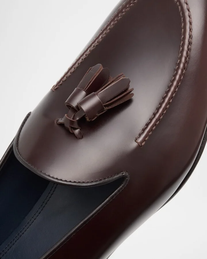 Men's Brushed Leather Tassel Loafers - Image 8