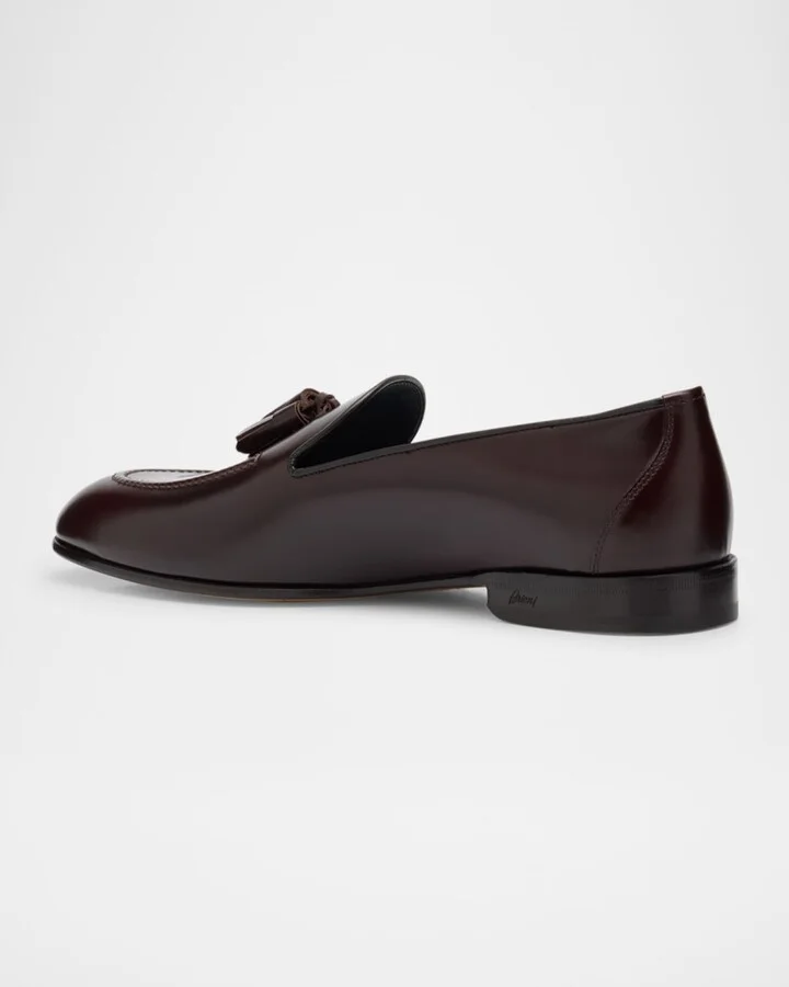 Men's Brushed Leather Tassel Loafers - Image 9