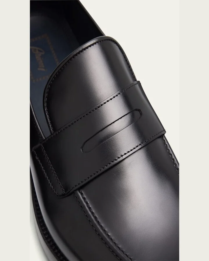 Men's Bruton Rubber-Sole Leather Penny Loafers - Image 3