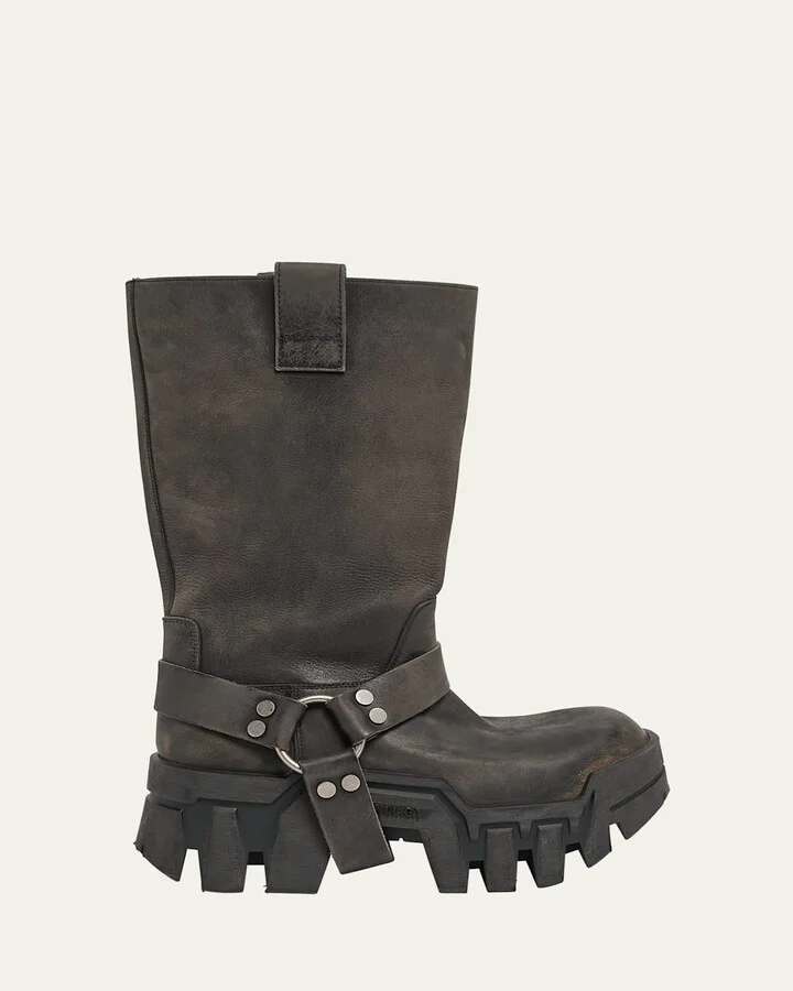 Men's Bulldozer Leather Harness Moto Boots
