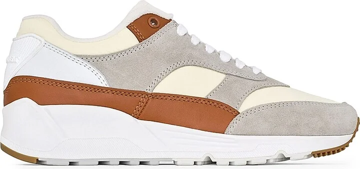 Men's Bump Sneakers In Nylon, Suede And Leather - White Air Grey And Honey - Size 7