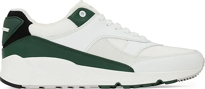 Men's Bump Sneakers in Smooth Leather - White Dark Basil - Size 7