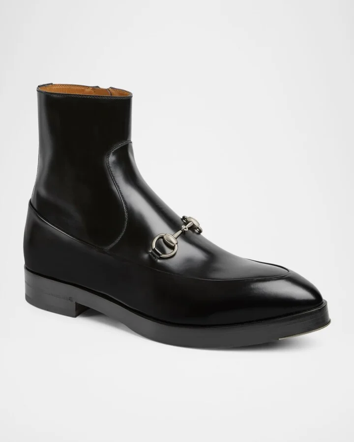 Men's Burn Leather Horsebit Ankle Boots - Image 3