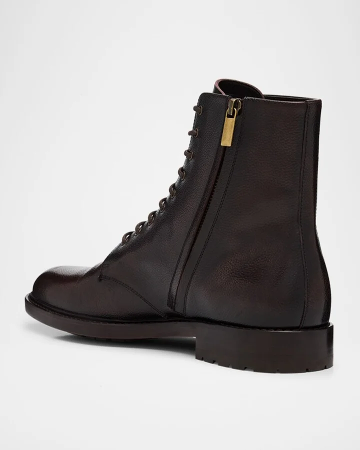 Men's Burnished Leather Ankle Boots - Image 4