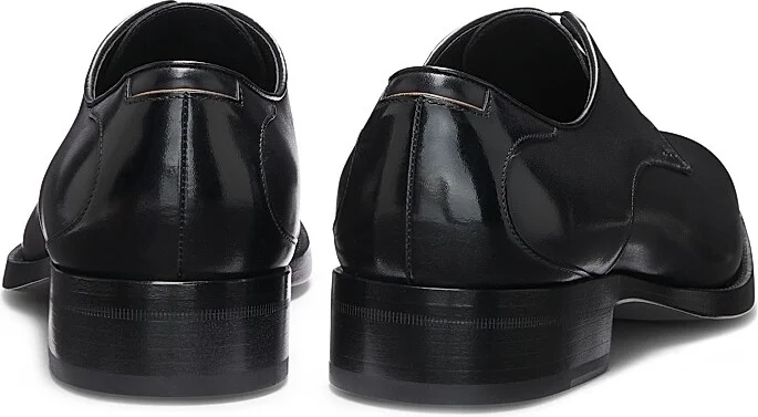 Men's Burnished-Leather Derby Shoes - Black - Size 8.5 - Image 3