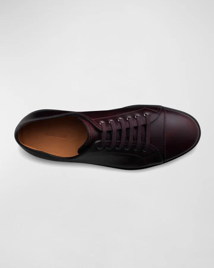 Men's Burnished Leather Low-Top Sneakers - Image 2
