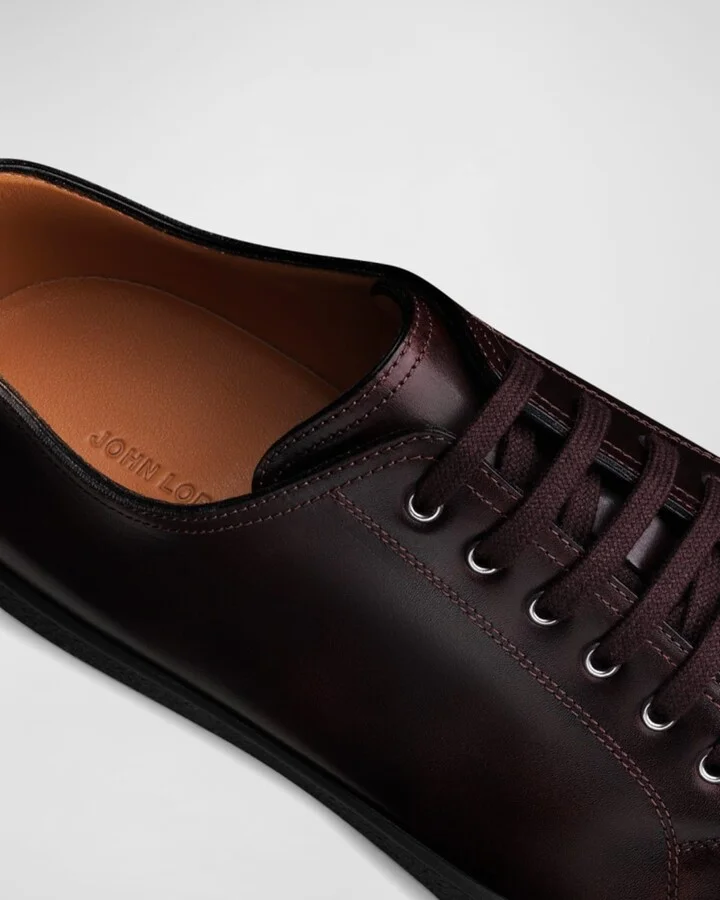 Men's Burnished Leather Low-Top Sneakers - Image 3