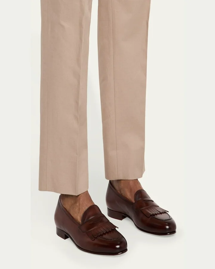 Men's Burnished Leather Tassel Loafers - Image 5