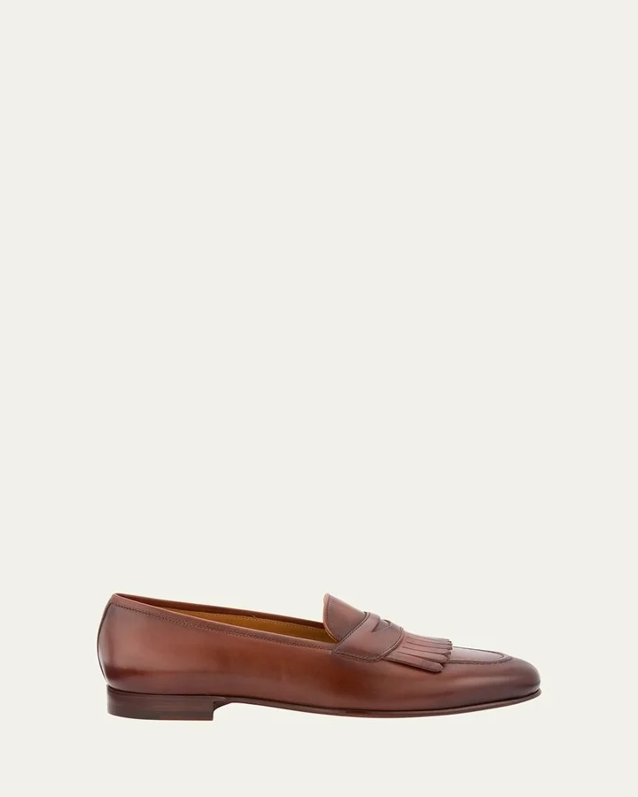 Men's Burnished Leather Tassel Loafers