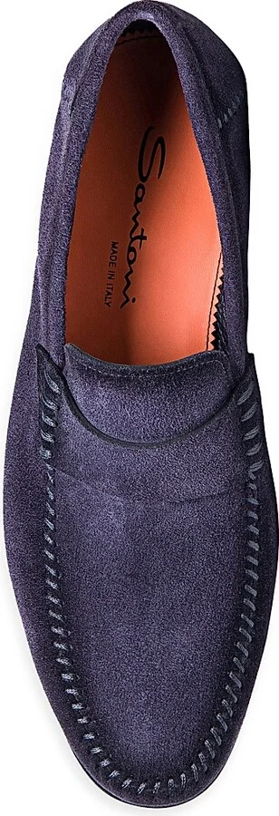 Men's Burnished Suede Loafers - Blue - Size 7 - Image 4
