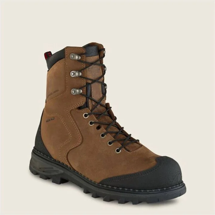 Men's Burnside Composite Toe 8 Inch Work Boots In Brown