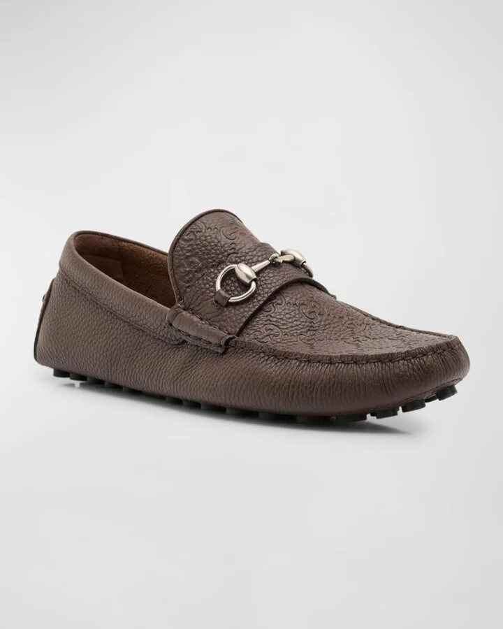 Men's Byorn GG Embossed Leather Horsebit Drivers - Image 3