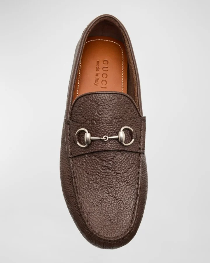 Men's Byorn GG Embossed Leather Horsebit Drivers - Image 6