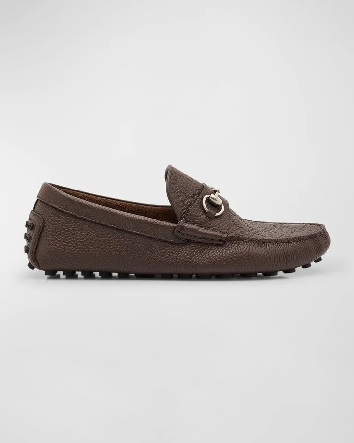 Men's Byorn GG Embossed Leather Horsebit Drivers