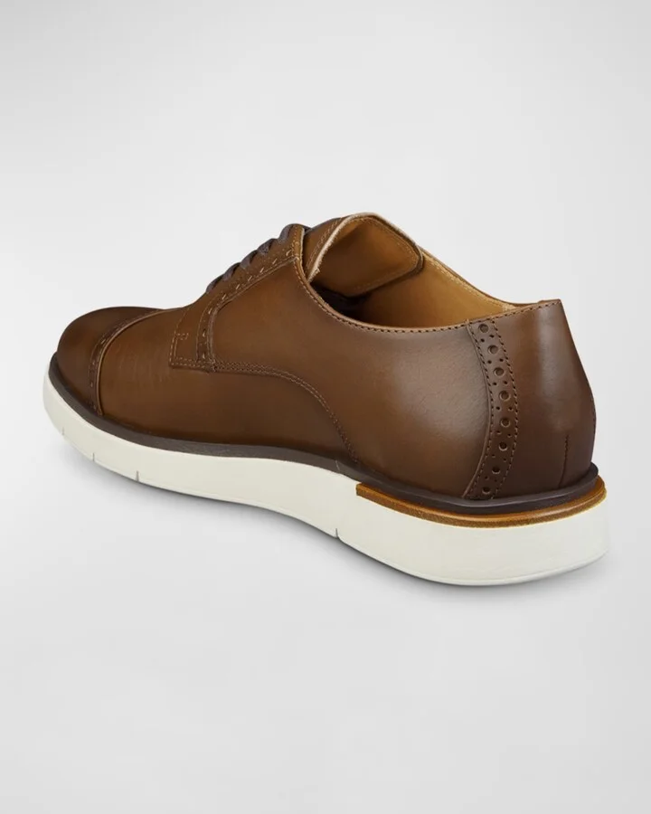 Men's Caleb Leather Cap-Toe Sneakers - Image 4