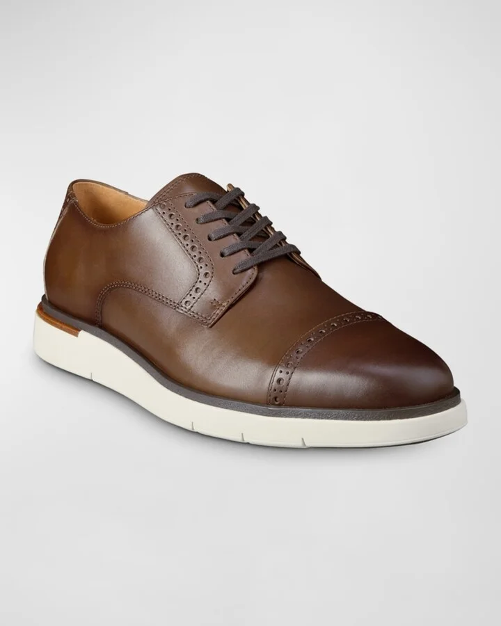 Men's Caleb Leather Cap-Toe Sneakers - Image 7