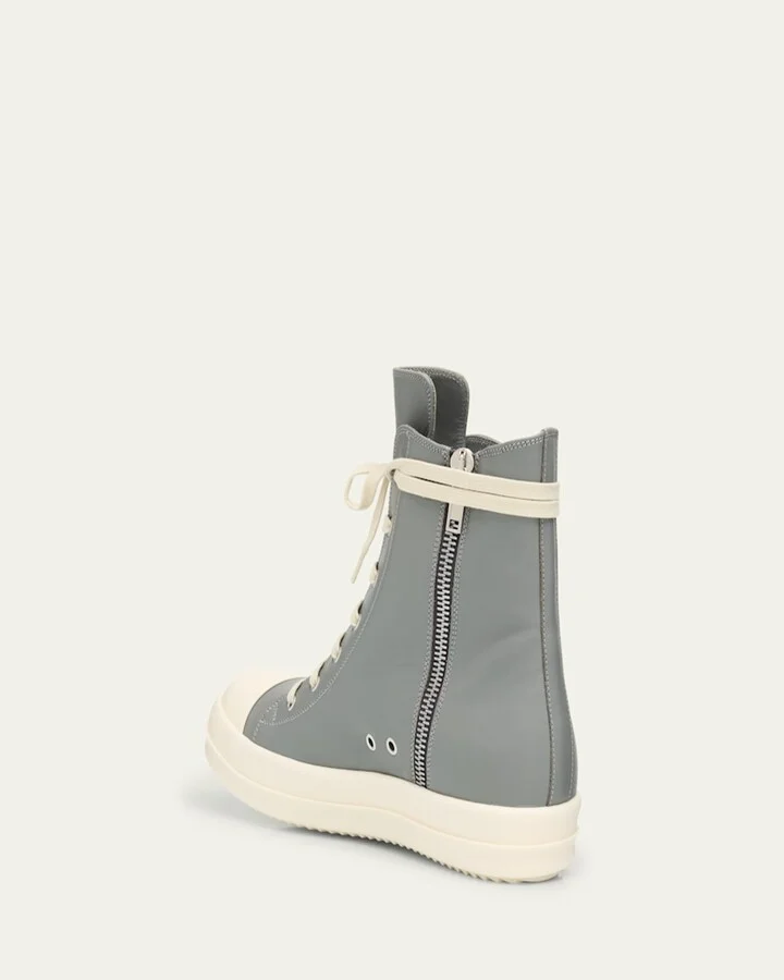 Men's Calf Leather Cap Toe High-Top Sneakers - Image 7