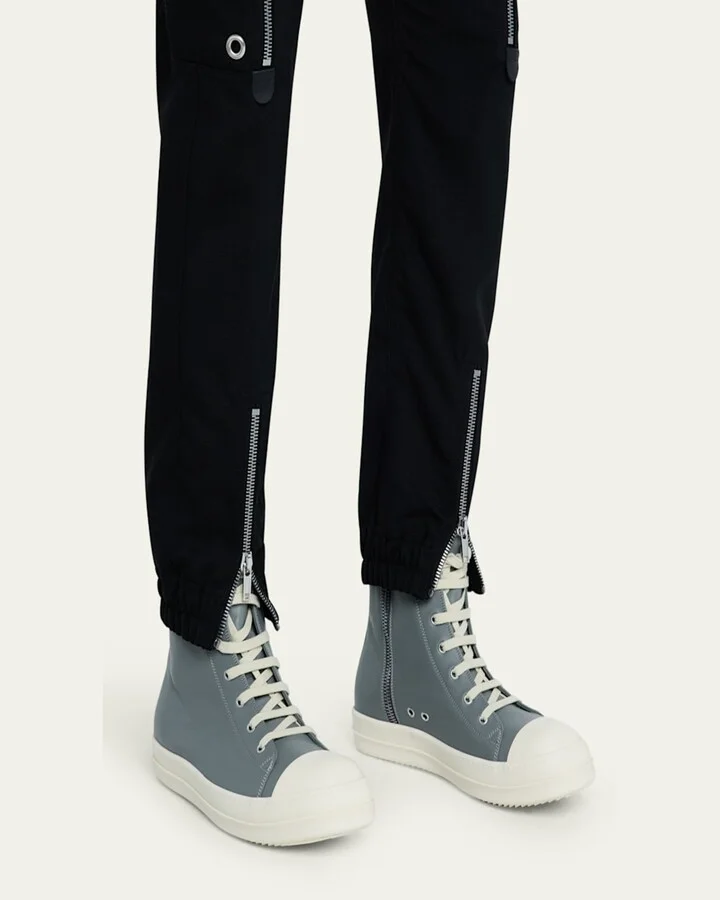 Men's Calf Leather Cap Toe High-Top Sneakers - Image 9