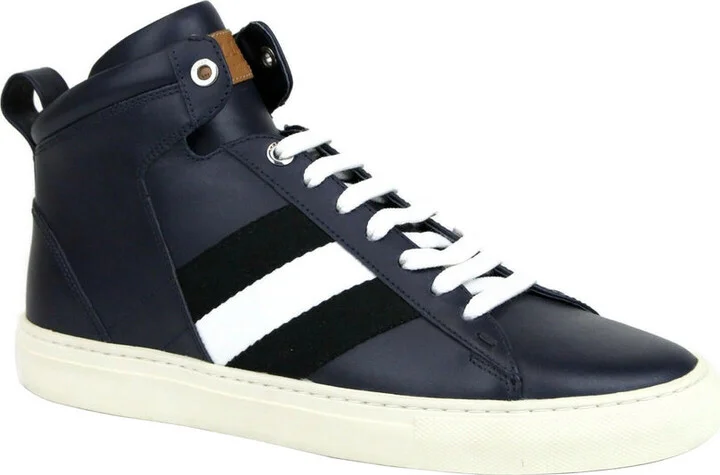 Men's Calf Leather Hi-top Sneaker With - (Size: D)
