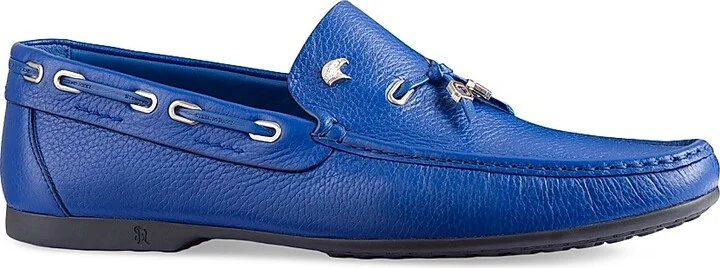 Men's Calfskin Leather Loafers - Azzurro Poseidon - Size 8.5