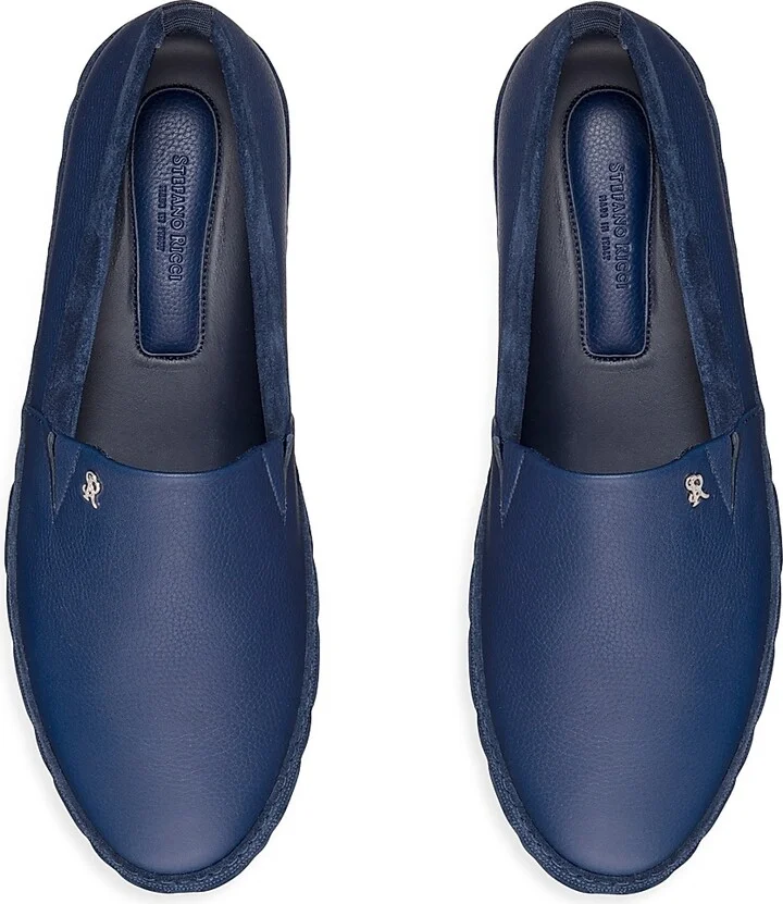 Men's Calfskin Leather Loafers - Blue - Size 5 - Image 4