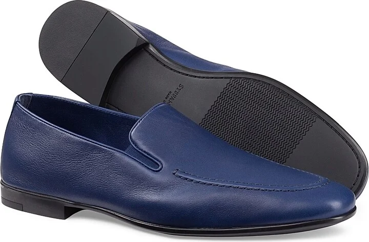 Men's Calfskin Leather Loafers - Dark Blue - Size 6 - Image 2