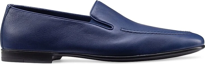Men's Calfskin Leather Loafers - Dark Blue - Size 6