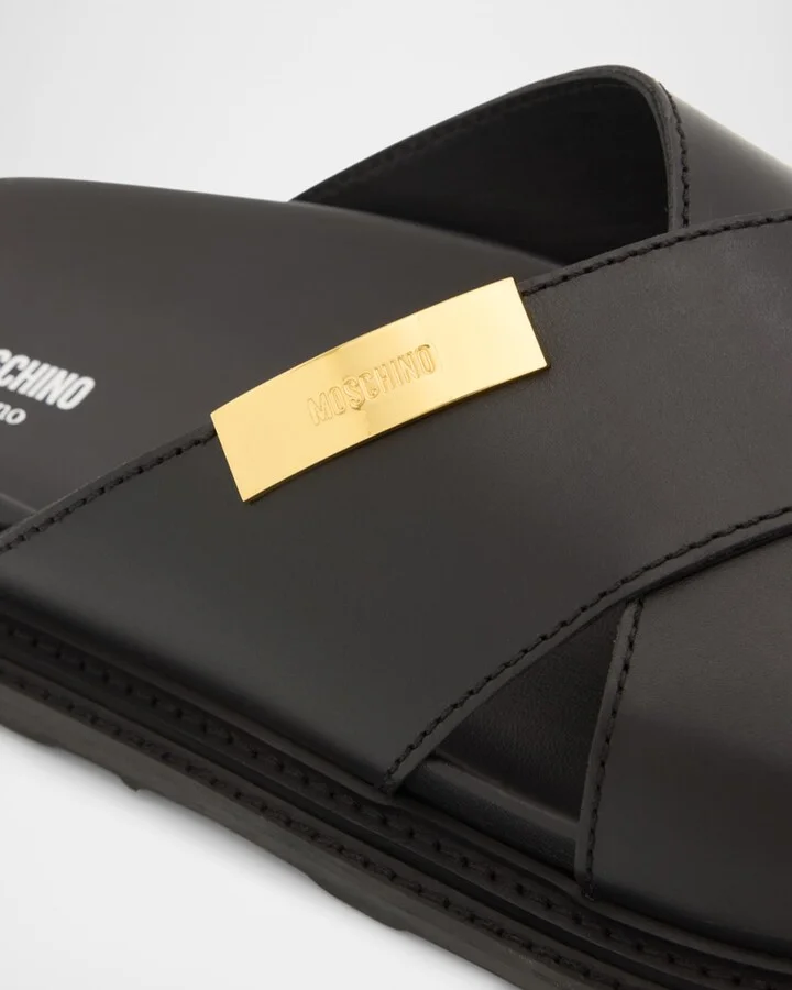 Men's Calfskin Leather Slide Sandals - Image 4