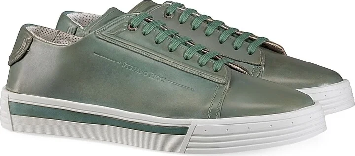 Men's Calfskin Leather Sneakers - Past Green - Size 6 - Image 2