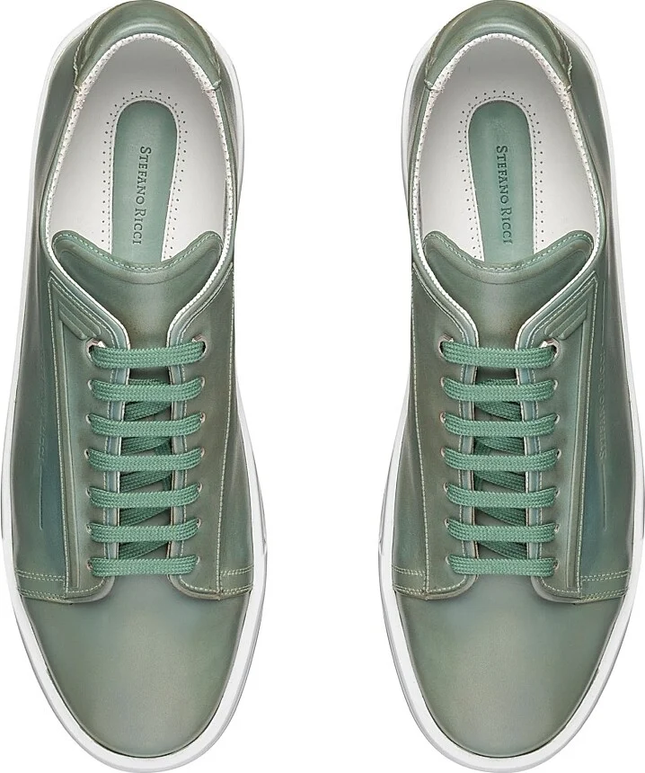 Men's Calfskin Leather Sneakers - Past Green - Size 6 - Image 4
