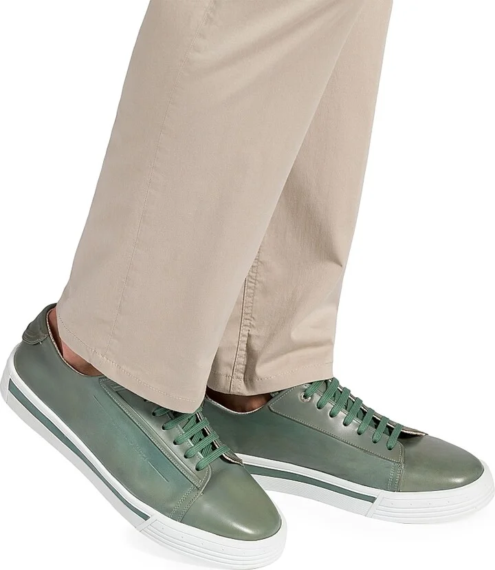 Men's Calfskin Leather Sneakers - Past Green - Size 6 - Image 5